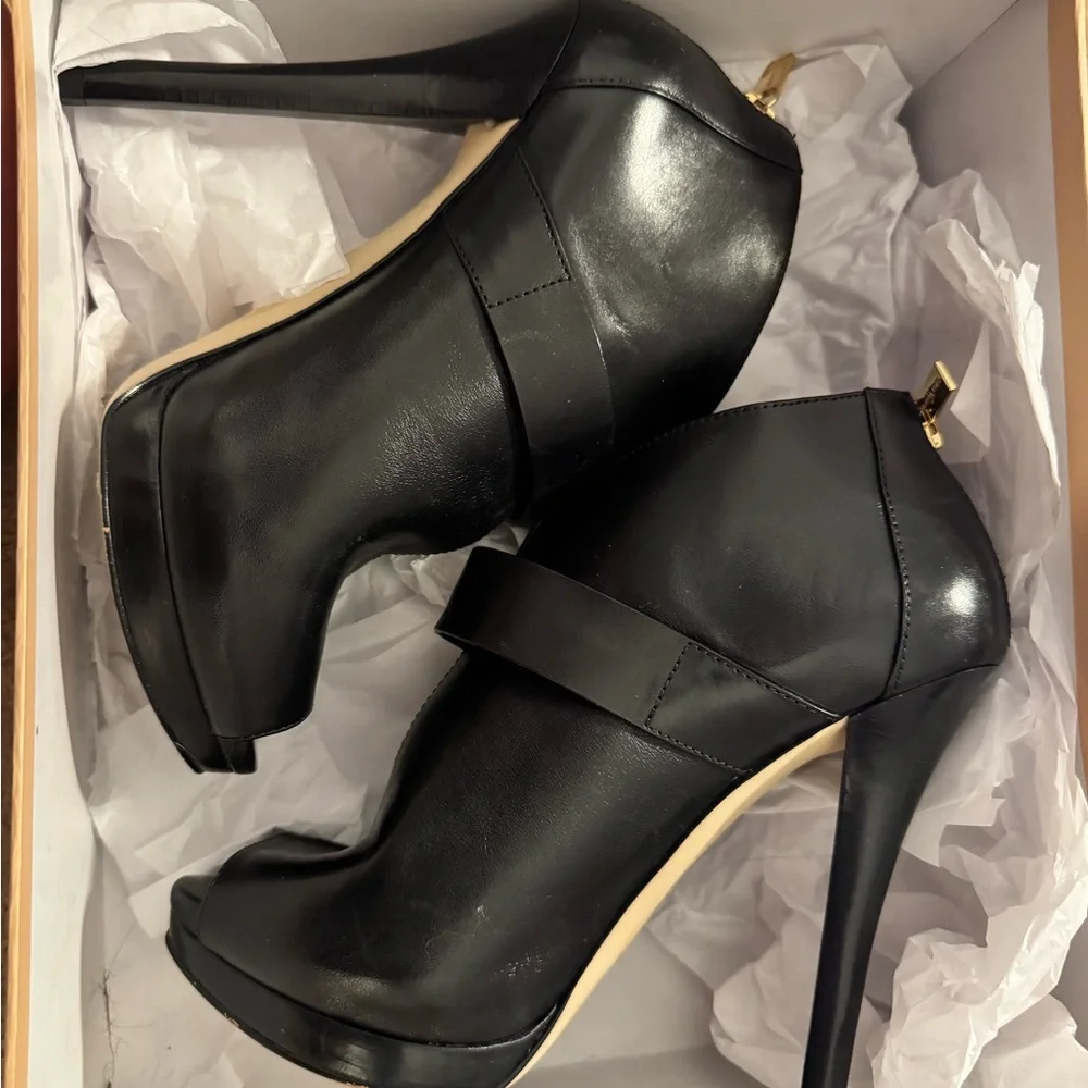 Black Michael Kors Peep Toe Bootie - Picture 1 of 10